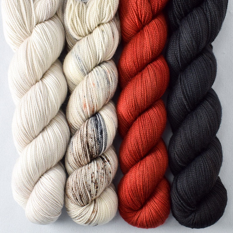 Obsidian, Rock Sparrow, Turkey Red, White Peppercorn  – Yummy 2-Ply Quartet